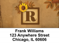 Sunflowers Monogram R Address Labels | LBBBJ-61