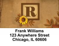 Sunflowers Monogram R Address Labels | LBBBJ-61