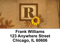 Sunflowers Monogram R Address Labels | LBBBJ-61