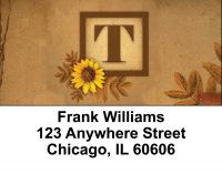 Sunflowers Monogram T Address Labels | LBBBJ-63