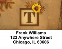 Sunflowers Monogram T Address Labels | LBBBJ-63
