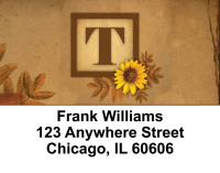 Sunflowers Monogram T Address Labels | LBBBJ-63