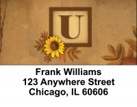 Sunflowers Monogram U Address Labels | LBBBJ-64