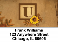 Sunflowers Monogram U Address Labels | LBBBJ-64