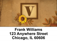Sunflowers Monogram V Address Labels | LBBBJ-65