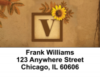 Sunflowers Monogram V Address Labels | LBBBJ-65
