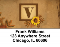 Sunflowers Monogram V Address Labels | LBBBJ-65