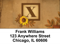 Sunflowers Monogram X Address Labels | LBBBJ-67
