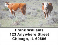 Cattle On Western Prairie Address Labels | LBQBB-09