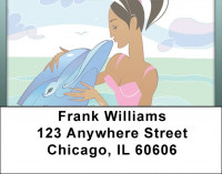 Swimming With Dolphin Address Labels | LBQBC-32