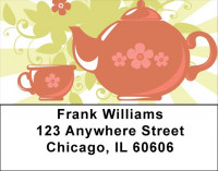Red Retro Teapot Address Labels | LBQBH-38