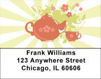 Red Retro Teapot Address Labels | LBQBH-38