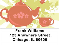 Red Retro Teapot Address Labels | LBQBH-38