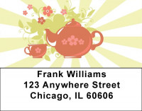 Red Retro Teapot Address Labels | LBQBH-38
