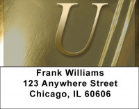 Solid Gold Monograms - U Address Labels | LBQBM-07