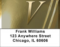 Solid Gold Monograms - V Address Labels | LBQBM-08