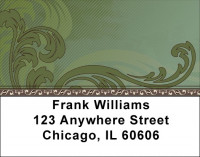 Green Vintage Scroll Address Labels | LBQBM-63