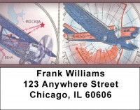Vintage Airplane Stamps Address Labels | LBZFUN-05