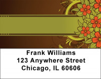 Chocolate Floral Stripes Address Labels | LBZGEP-11