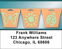 Insects On Flower Pot Address Labels | LBZNAT-63