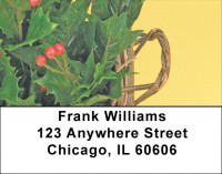 Holly Christmas Basket Address Labels | LBZXMS-01