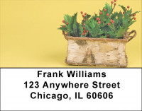 Holly Christmas Basket Address Labels | LBZXMS-01