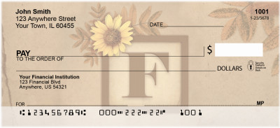 Sunflowers Monogram F Personal Checks | BBJ-49