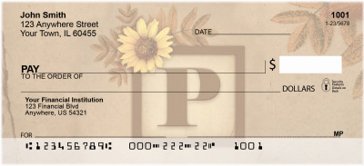 Sunflowers Monogram P Personal Checks | BBJ-59