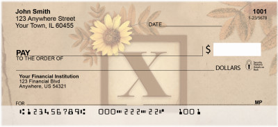 Sunflowers Monogram X Personal Checks | BBJ-67