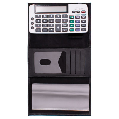 Black Tri-fold Checkbook Calculator Cover | CLPCA-02