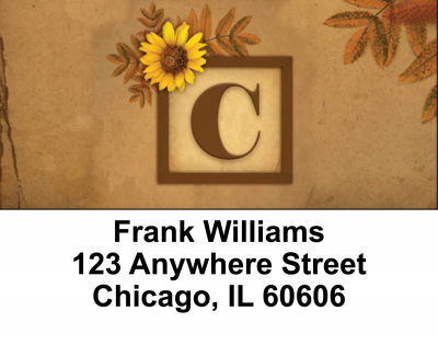 Sunflowers Monogram C Address Labels | LBBBJ-46