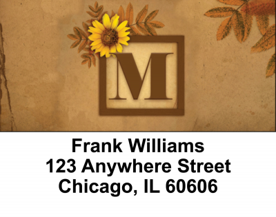 Sunflowers Monogram M Address Labels | LBBBJ-56