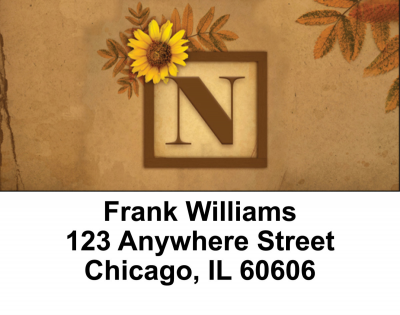 Sunflowers Monogram N Address Labels | LBBBJ-57