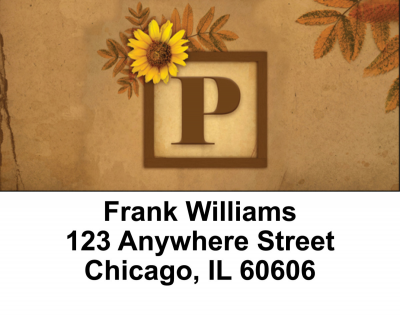 Sunflowers Monogram P Address Labels | LBBBJ-59