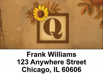 Sunflowers Monogram Q Address Labels | LBBBJ-60