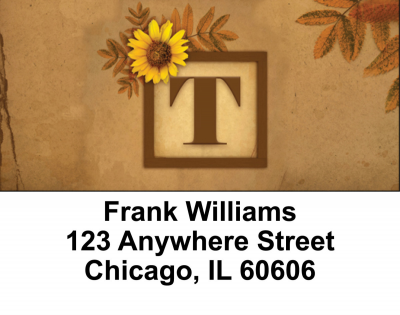 Sunflowers Monogram T Address Labels | LBBBJ-63