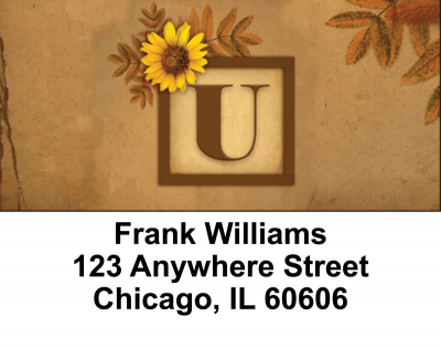 Sunflowers Monogram U Address Labels | LBBBJ-64