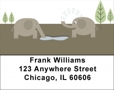 Elephant Watering Hole Address Labels | LBQBC-18