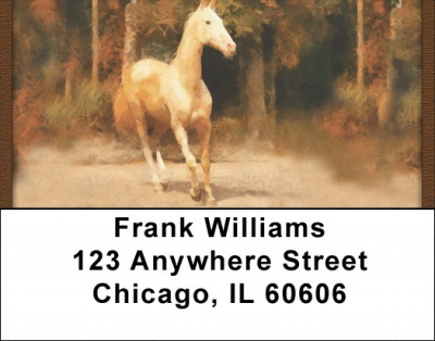 Horses In Fall Address Labels | LBQBC-67