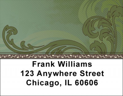 Green Vintage Scroll Address Labels | LBQBM-63