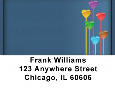 Hearts On Many Colors Address Labels | LBQBN-52
