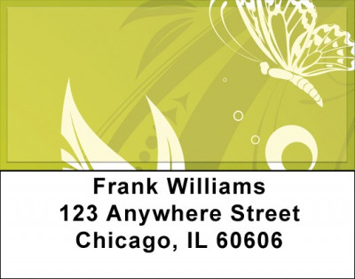 Butterflies On Green Address Labels | LBZANK-68