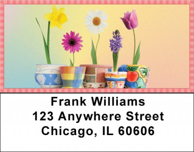 Spring Pots & Flowers Address Labels | LBZFLO-42