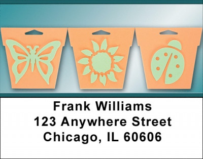 Insects On Flower Pot Address Labels | LBZNAT-63