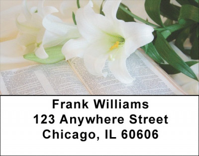 Lily Boquet On Holy Bible Address Labels | LBZREL-11