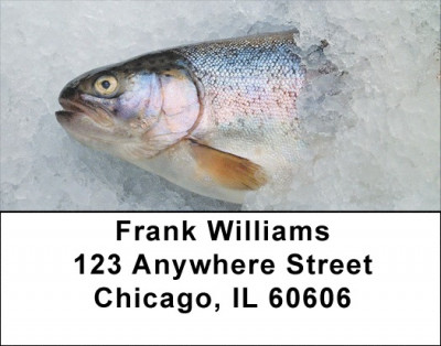Trout On Ice Address Labels | LBZSPO-38