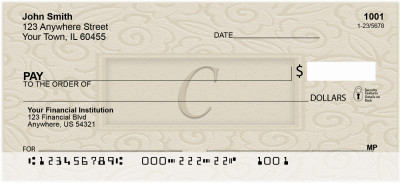 Golden Carved Monogram - C Personal Checks | QBK-14