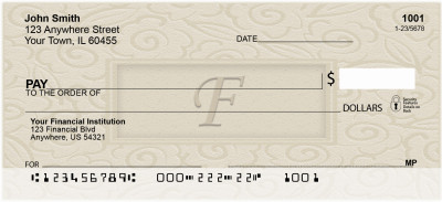 Golden Carved Monogram - F Personal Checks | QBK-17