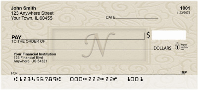 Golden Carved Monogram - N Personal Checks | QBK-25