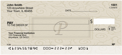 Golden Carved Monogram - P Personal Checks | QBK-27